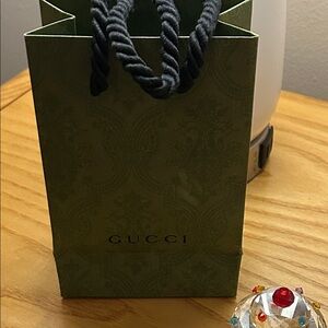 Gucci Olive Green Gift Bag with Black Rope Handles